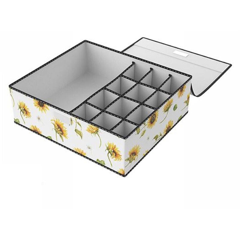 foto del prodotto trade shop traesio box scatola salvaspazio 12 griglie tasche vani porta oggetti organizer 32x28x11 
