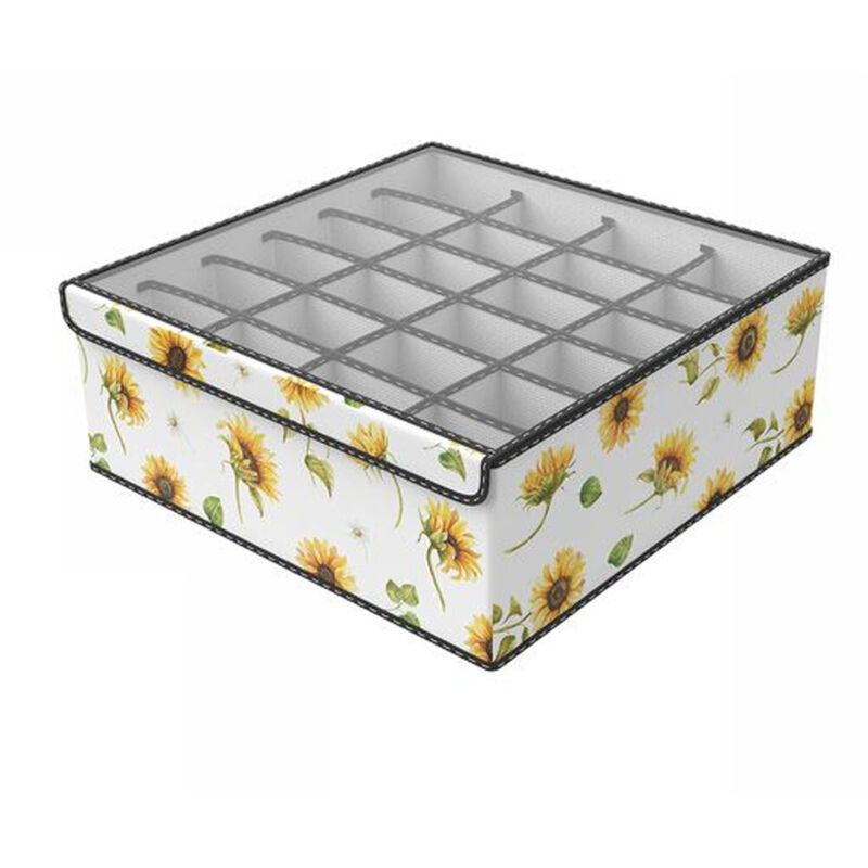 foto del prodotto trade shop traesio - box scatola salvaspazio armadio 24 contenitori porta oggetti organizer 32x32x12 -