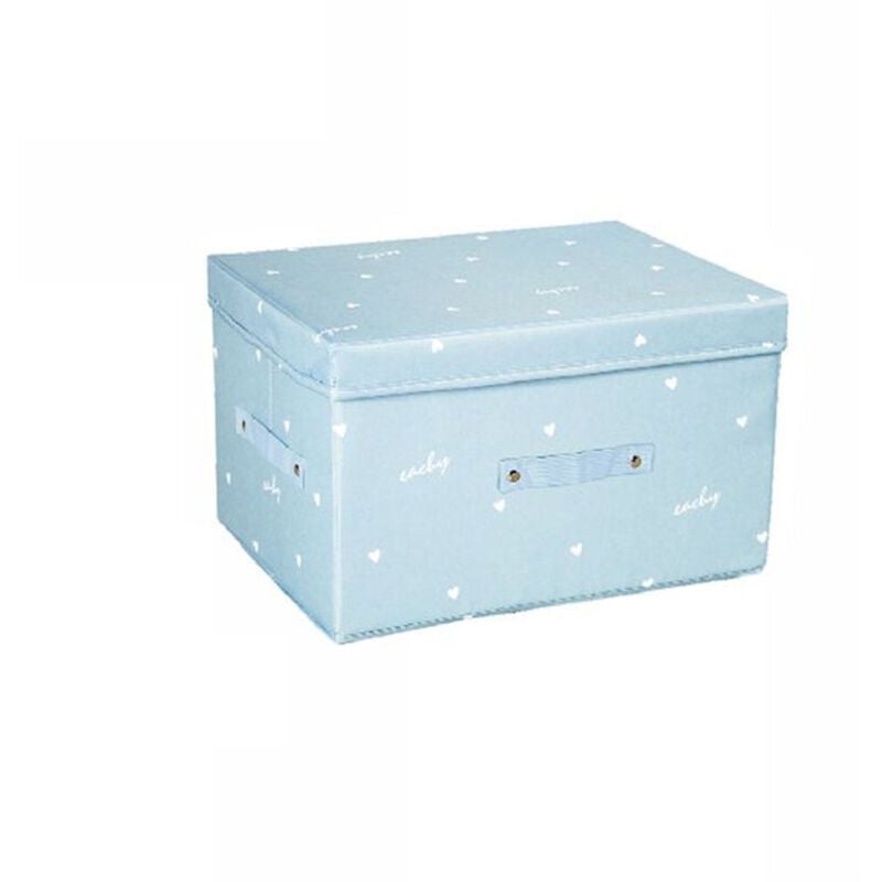foto del prodotto trade shop traesio box scatola salvaspazio armadio contenitore porta oggetti organizer 35x30x20 cm celeste