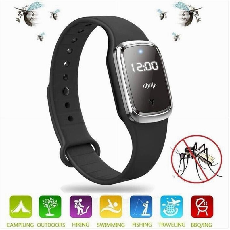foto del prodotto trade shop traesio bracciale repellente per zanzare ad ultrasuoni orologio dispositivo antizanzare 