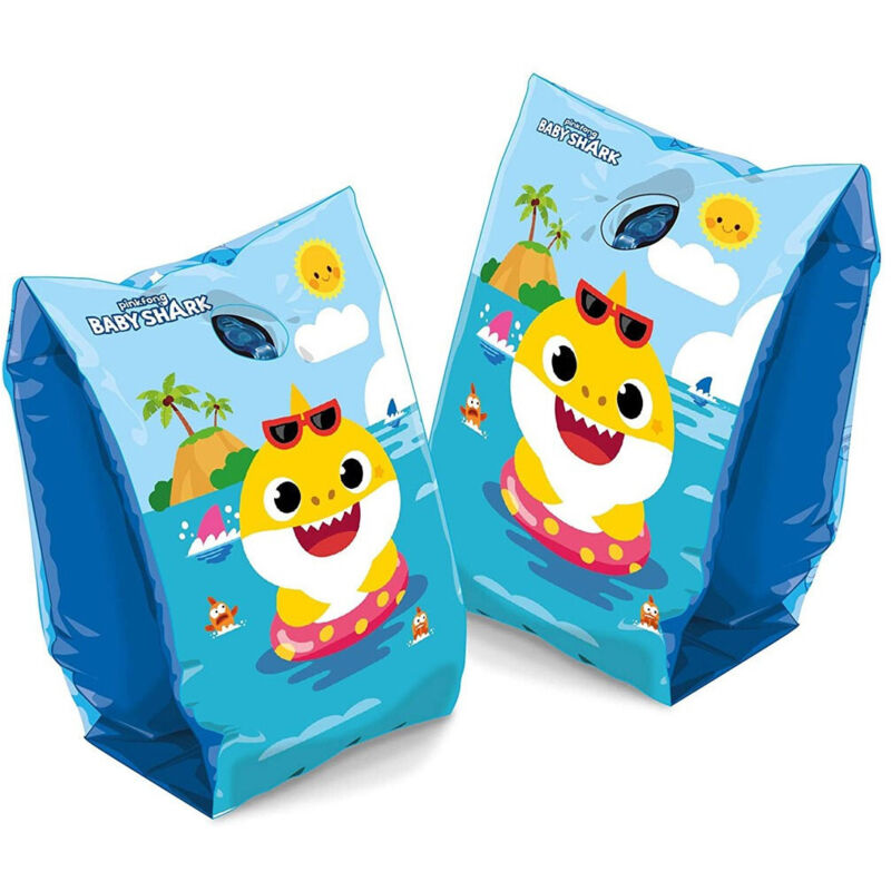 foto del prodotto trade shop traesio - braccioli gonfiabili baby shark mare piscina nuoto per bambini manicotti 25x15cm -