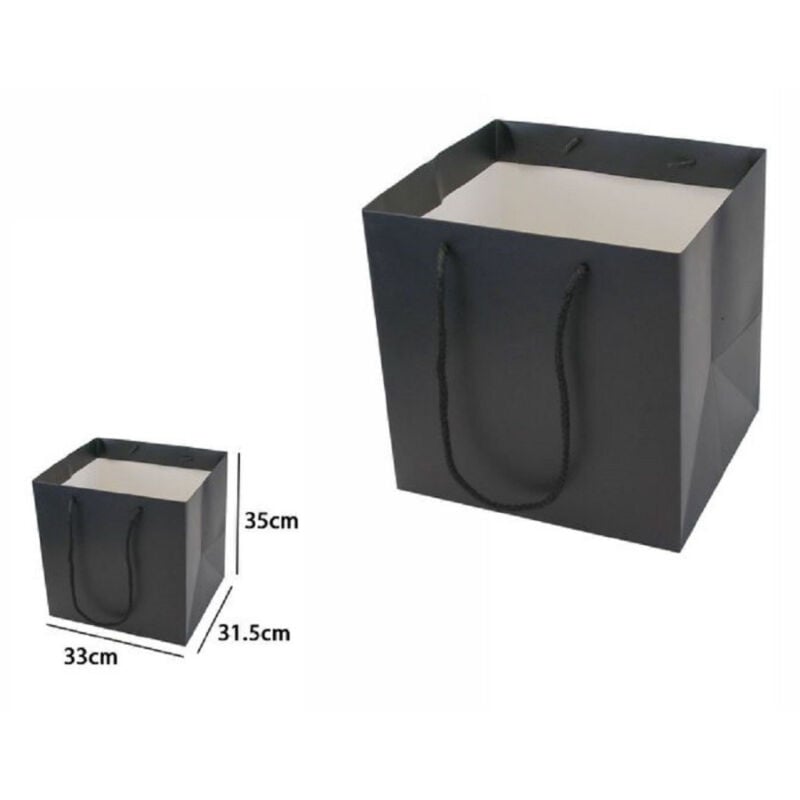 foto del prodotto trade shop traesio busta buste borsa da regalo nera 33 x 31,5 x 35 cm con manici in corda 69244 