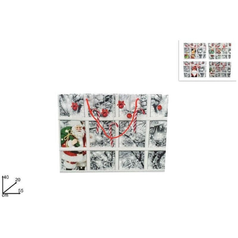 foto del prodotto trade shop traesio busta da regalo stampa finestra con paesaggio innevato manici rossi 55x40x20 cm 