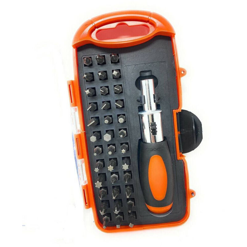 foto del prodotto trade shop traesio cacciavite a cricchetto inserti punte a croce torx esagonali set 37 pezzi 