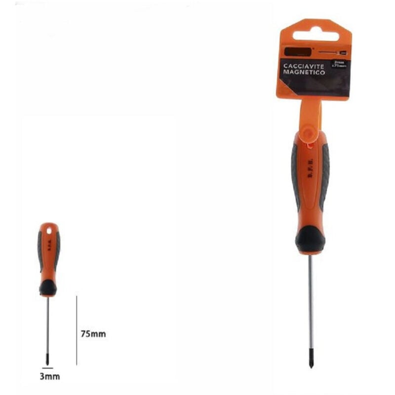 foto del prodotto trade shop traesio cacciavite giravite magnetico punta a croce 3x75mm impugnatura ergonomica 07436 