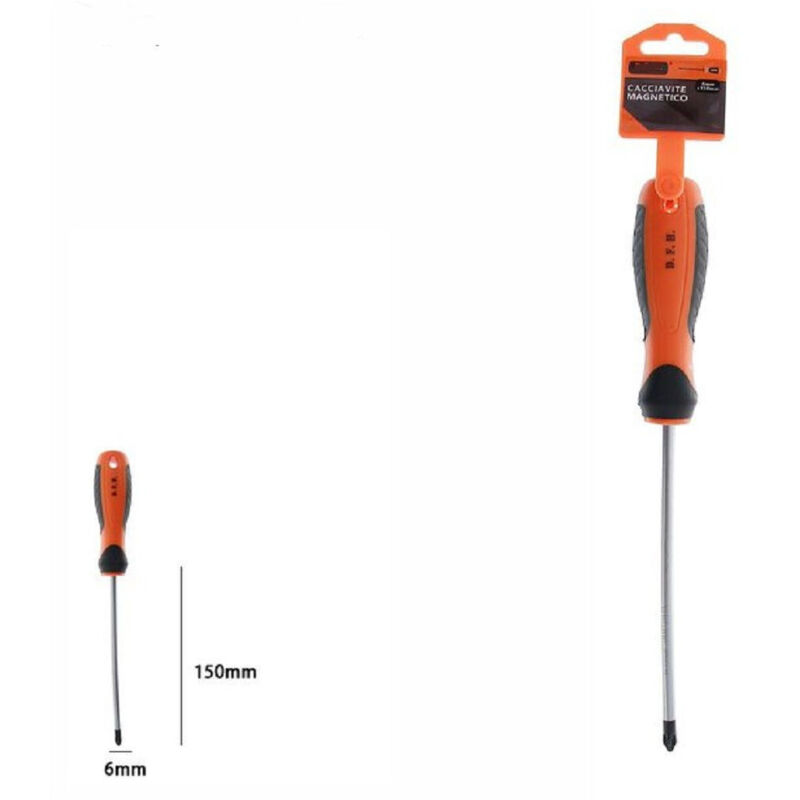 foto del prodotto trade shop traesio cacciavite giravite magnetico punta a croce 6x150mm impugnatura ergonomica 07444 