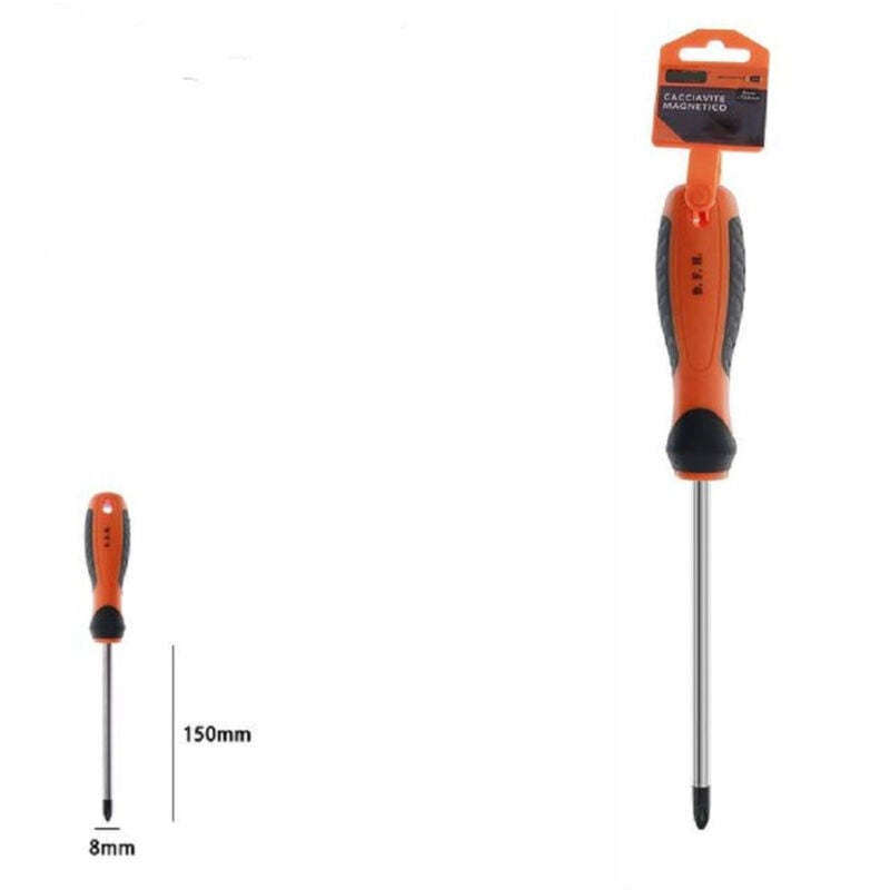 foto del prodotto trade shop traesio cacciavite giravite magnetico punta a croce 8x150mm impugnatura ergonomica 07446 