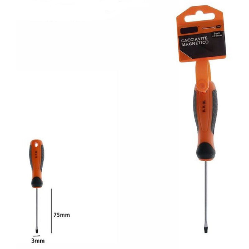 foto del prodotto trade shop traesio cacciavite giravite magnetico punta a taglio 3x75mm impugnatura ergonomica 07423 