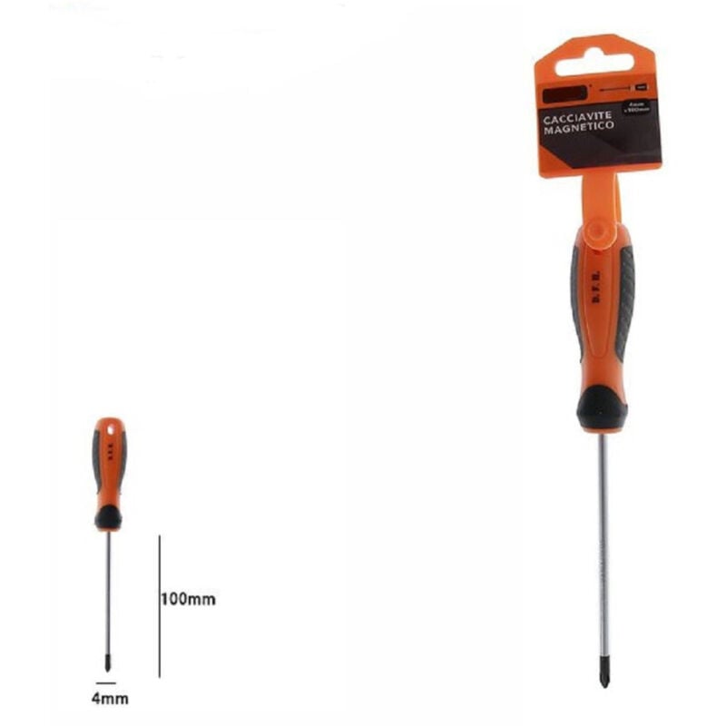foto del prodotto trade shop traesio cacciavite giravite magnetico punta croce 4x100 mm impugnatura ergonomica 07439 