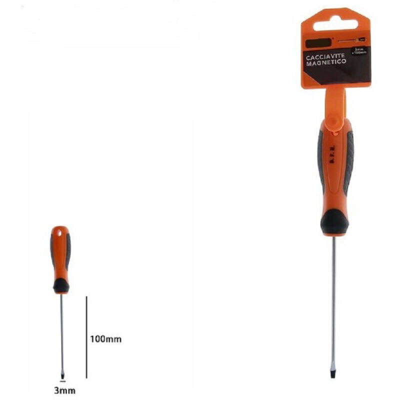 foto del prodotto trade shop traesio cacciavite giravite magnetico punta taglio 3x100mm impugnatura ergonomica 07424 