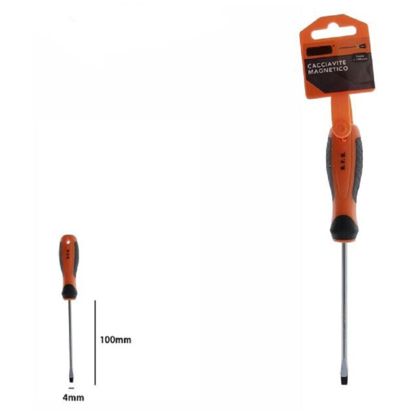 foto del prodotto trade shop traesio cacciavite giravite magnetico punta taglio 4x100mm impugnatura ergonomica 07426 