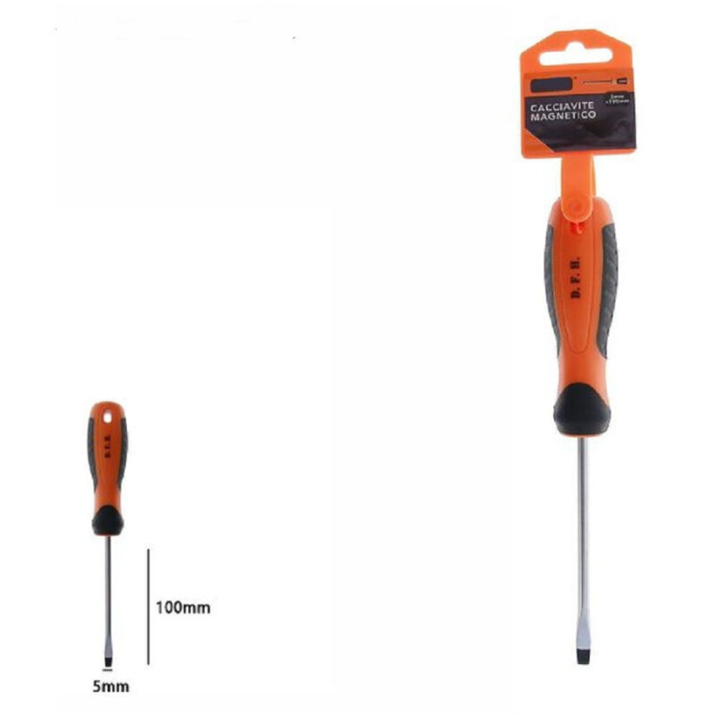 foto del prodotto trade shop traesio cacciavite giravite magnetico punta taglio 5x100mm impugnatura ergonomica 07428 