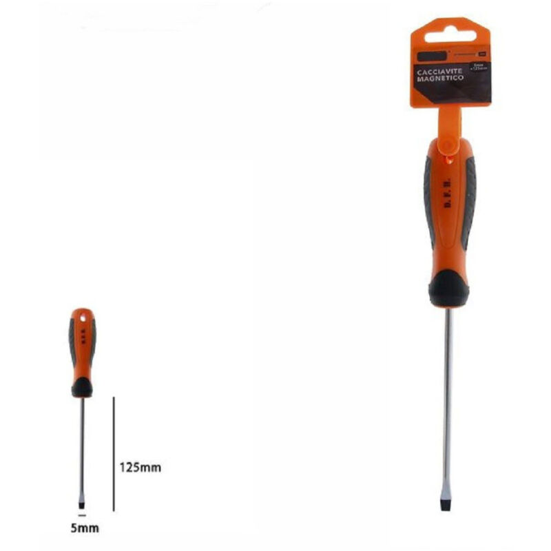 foto del prodotto trade shop traesio cacciavite giravite magnetico punta taglio 5x125mm impugnatura ergonomica 07429 