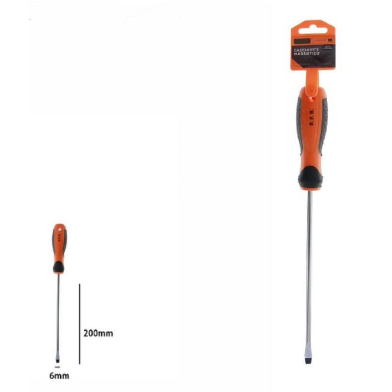 foto del prodotto trade shop traesio cacciavite giravite magnetico punta taglio 6x200mm impugnatura ergonomica 07432 