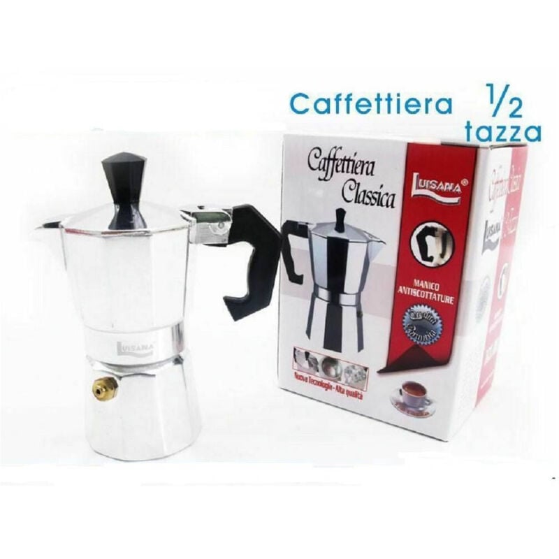 foto del prodotto trade shop traesio - caffettiera moka macchinetta caffè espresso napoletano misura 1/2 tazza -