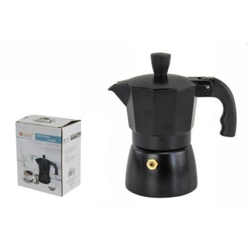 foto del prodotto trade shop traesio caffettiera moka macchinetta caff espresso nera opaca misura 6 tazze 