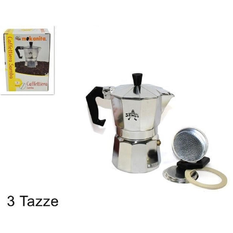 foto del prodotto trade shop traesio caffettiera moka macchinetta caffe espresso classica misura 3 tazze con ricambi 