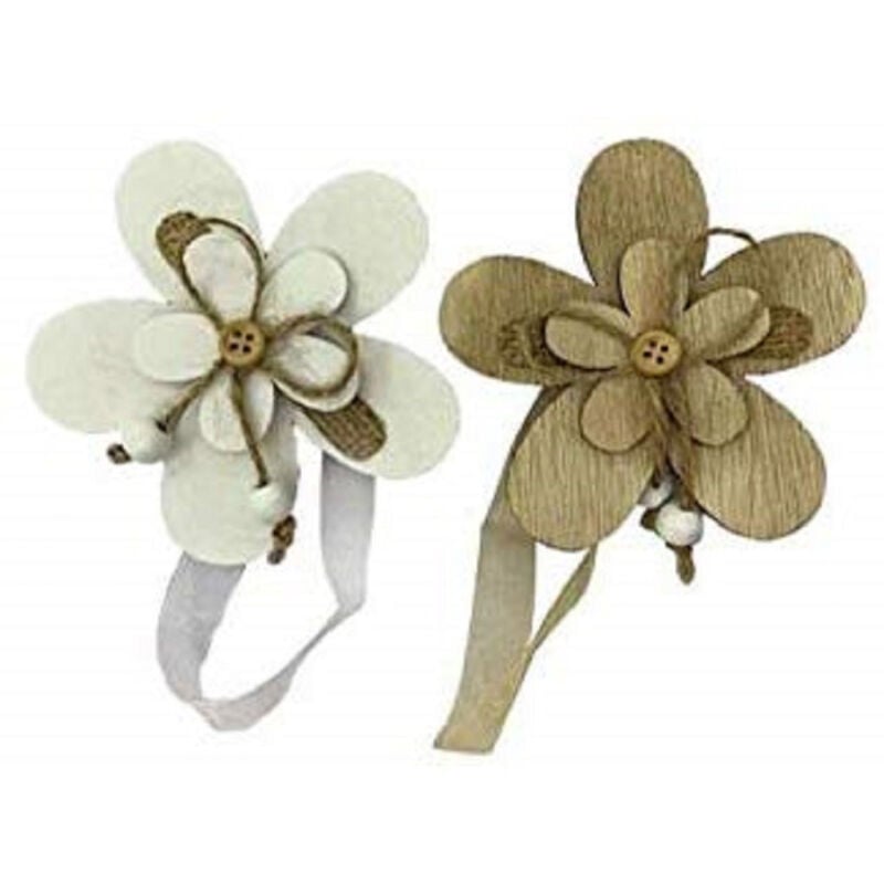 foto del prodotto trade shop traesio calamite calamita 2pz legno fiore fermatenda design tende ferma ornamento tenda 