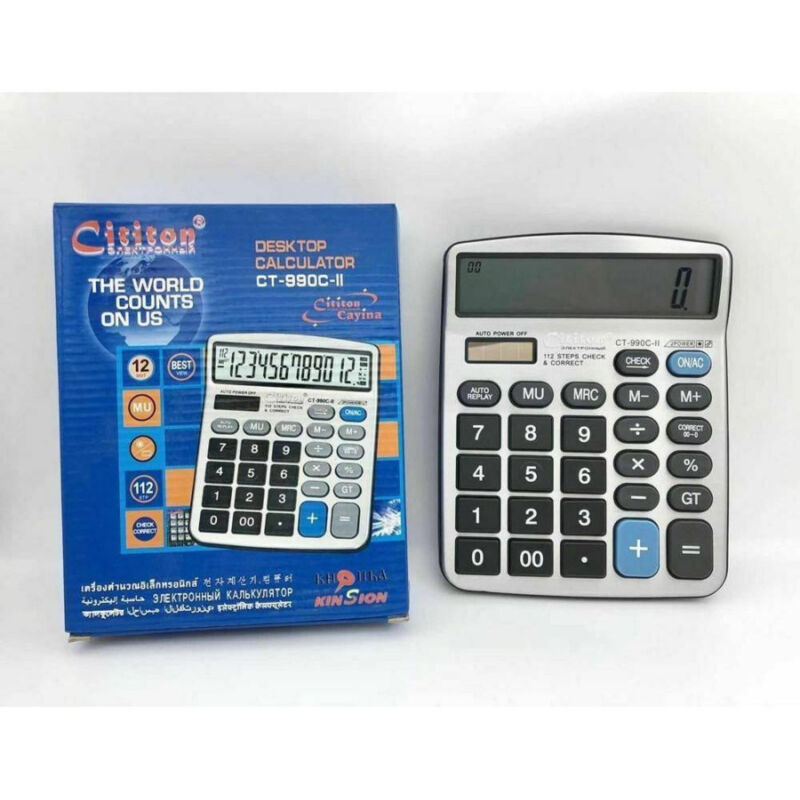 foto del prodotto trade shop traesio calcolatrice elettronica digitale cititon ct 990c ii 12 cifre solare display 