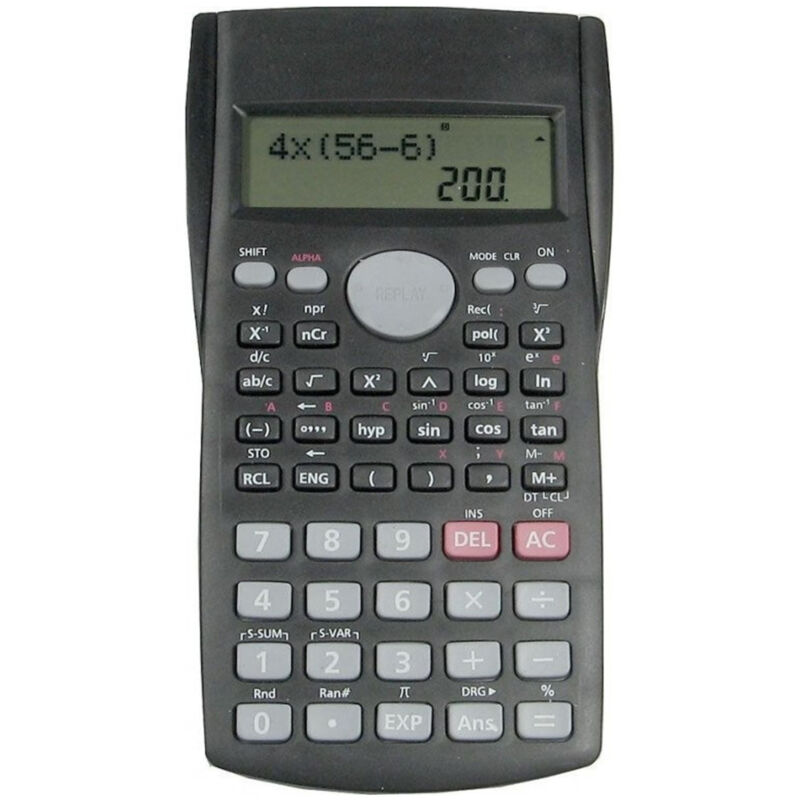 foto del prodotto trade shop traesio calcolatrice scientifica 240 funzioni calcolo integrato display a due righe lcd 