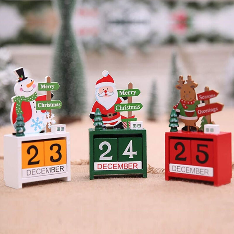 foto del prodotto trade shop traesio calendario dell avvento babbo natale in legno datario data decorazioni natalizie 