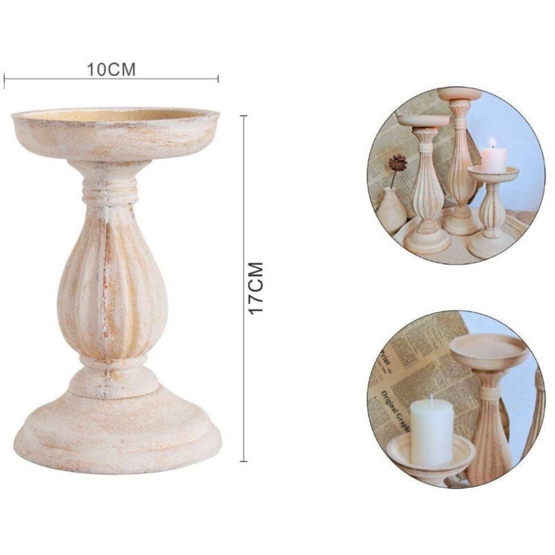 foto del prodotto trade shop traesio candelabro candeliere effetto vintage beige porta candele 10x17 oggetto natale 