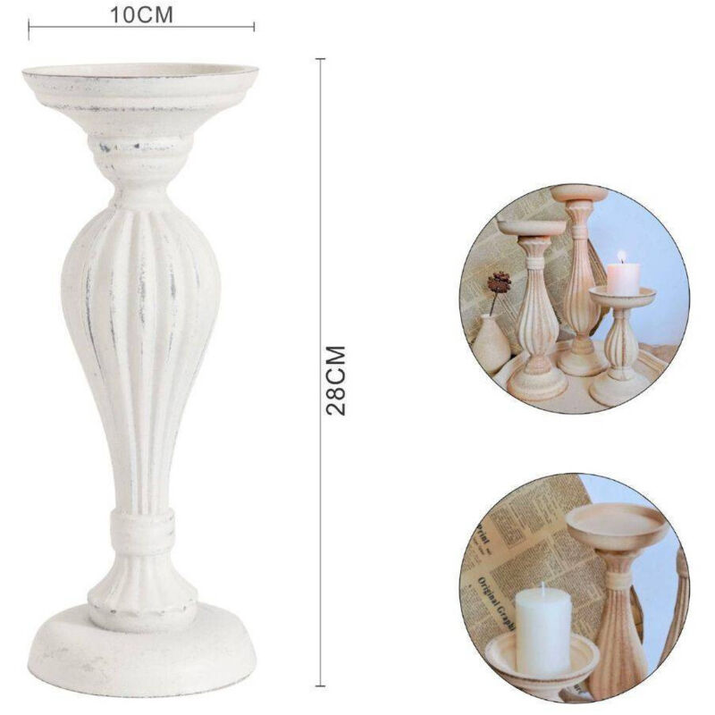 foto del prodotto trade shop traesio candelabro candeliere effetto vintage bianco porta candele 10x28 oggetto natale 