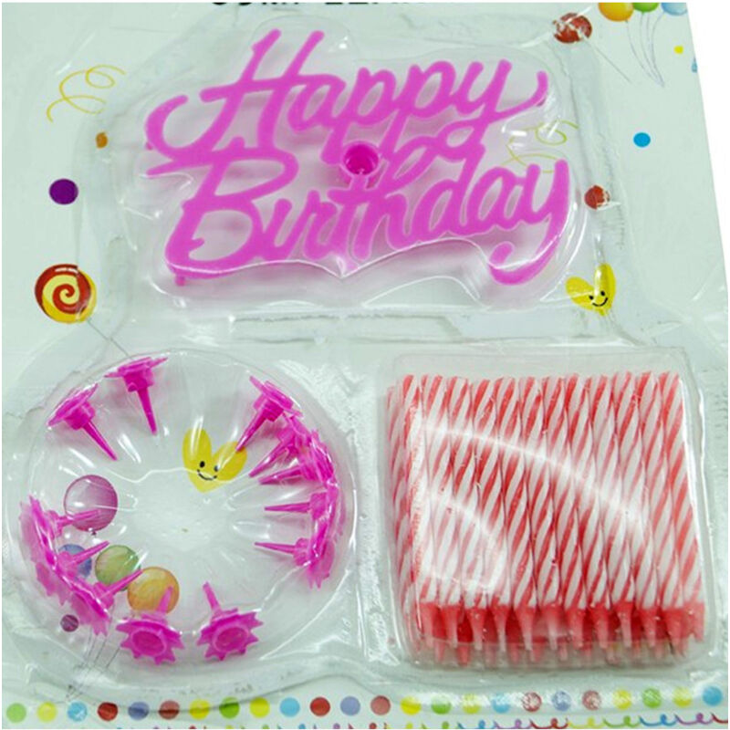 foto del prodotto trade shop traesio candeline scritta happy birthday rosa torta festa party compleanno 61593 