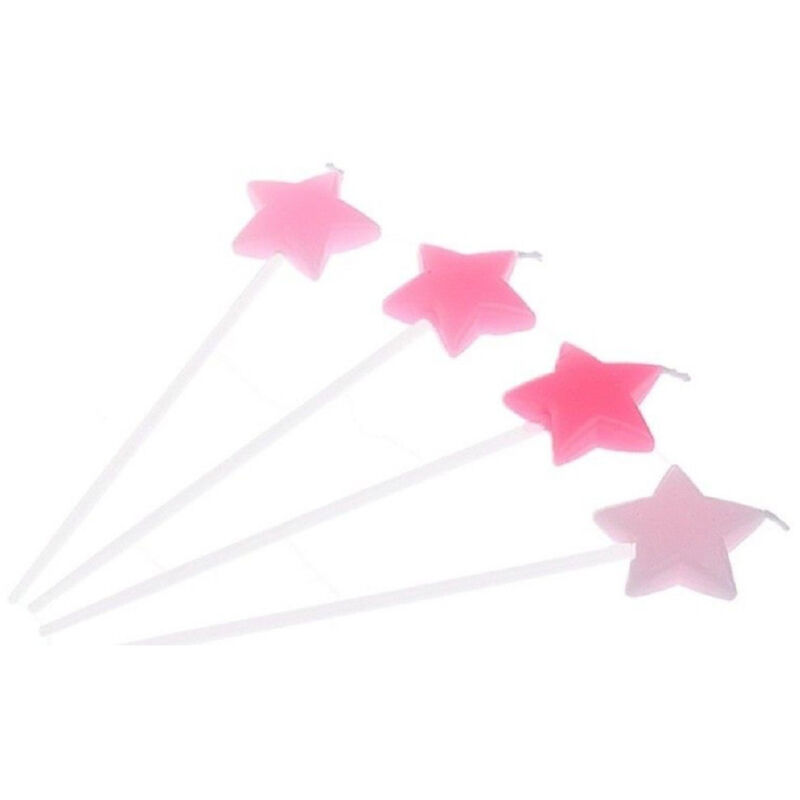 foto del prodotto trade shop traesio candeline torte torta decorazione stelline candeline compleanno party 4pz rosa
