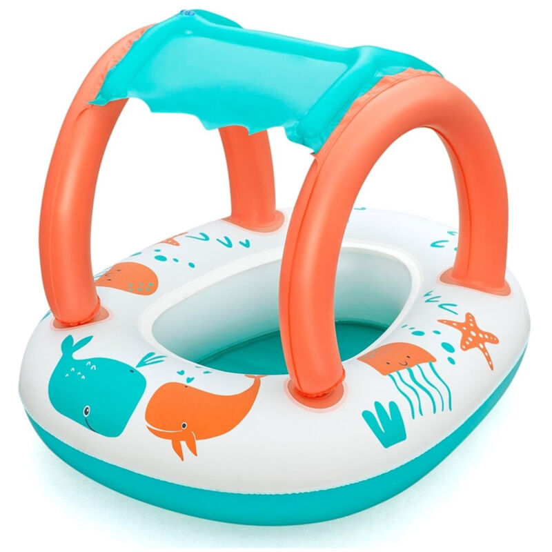 foto del prodotto trade shop traesio canottino gommone comfort plush per bambini tetto parasole design creature marine 34203 