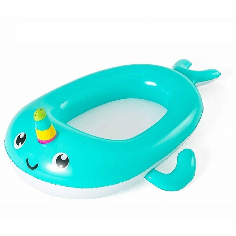 foto del prodotto trade shop traesio - canotto forma narvalo canottino gonfiabile piscina mare 118x89 cm bambini 34120 -