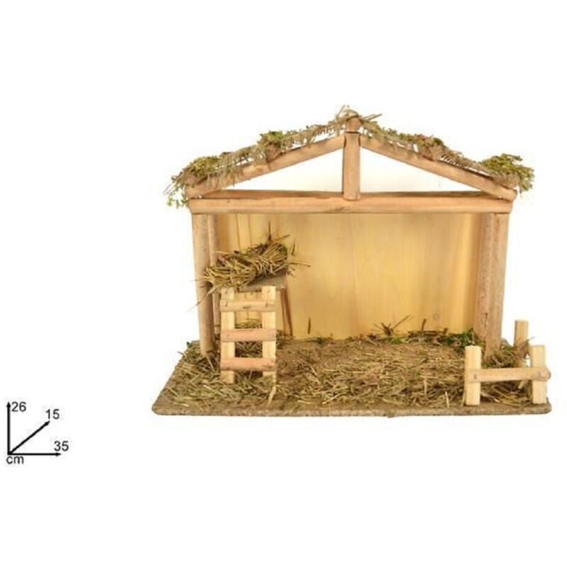 foto del prodotto trade shop traesio capanna con scaletta tetto juta 35x26x15 cm presepe addobbo decorazione natale 