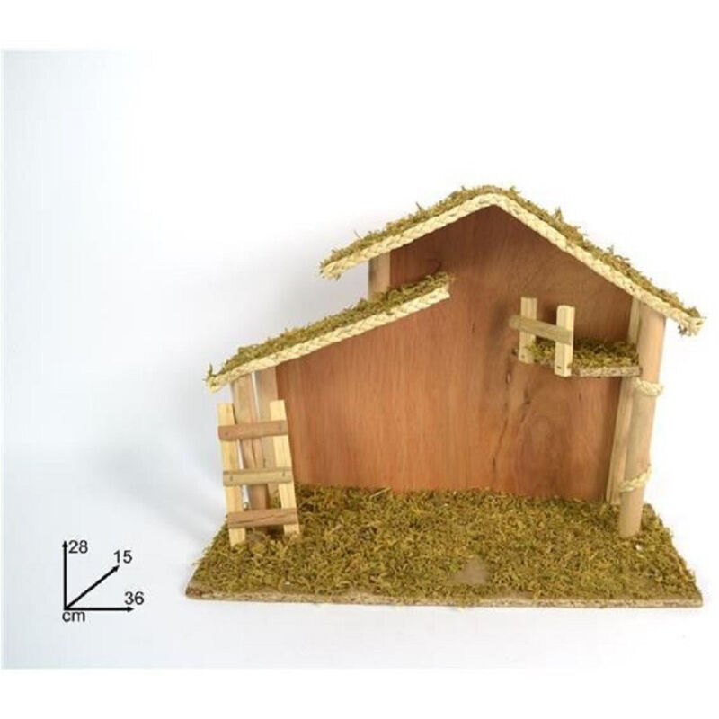 foto del prodotto trade shop traesio capanna vuota con scaletta muschio 36x28x15cm presepe addobbo decorazione natale 