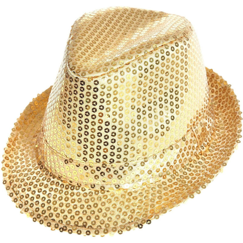 foto del prodotto trade shop traesio cappello borsalino paillettes oro spettacolo teatro paillette uomo donna 