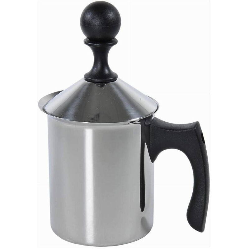 foto del prodotto trade shop traesio - cappucciniera con doppio filtro 3 tazze da 40 cl in acciaio utensile colazione -