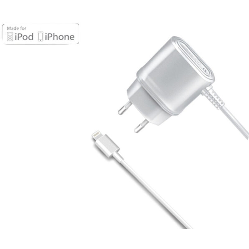 foto del prodotto trade shop traesio caricabatterie da rete da 1a con connettore lightning mfi bianco white 