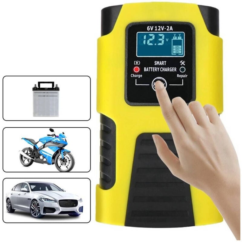foto del prodotto trade shop traesio - caricabatterie intelligente avviatore emergenza batteria auto moto 6v 6a 12v 4a j99 -