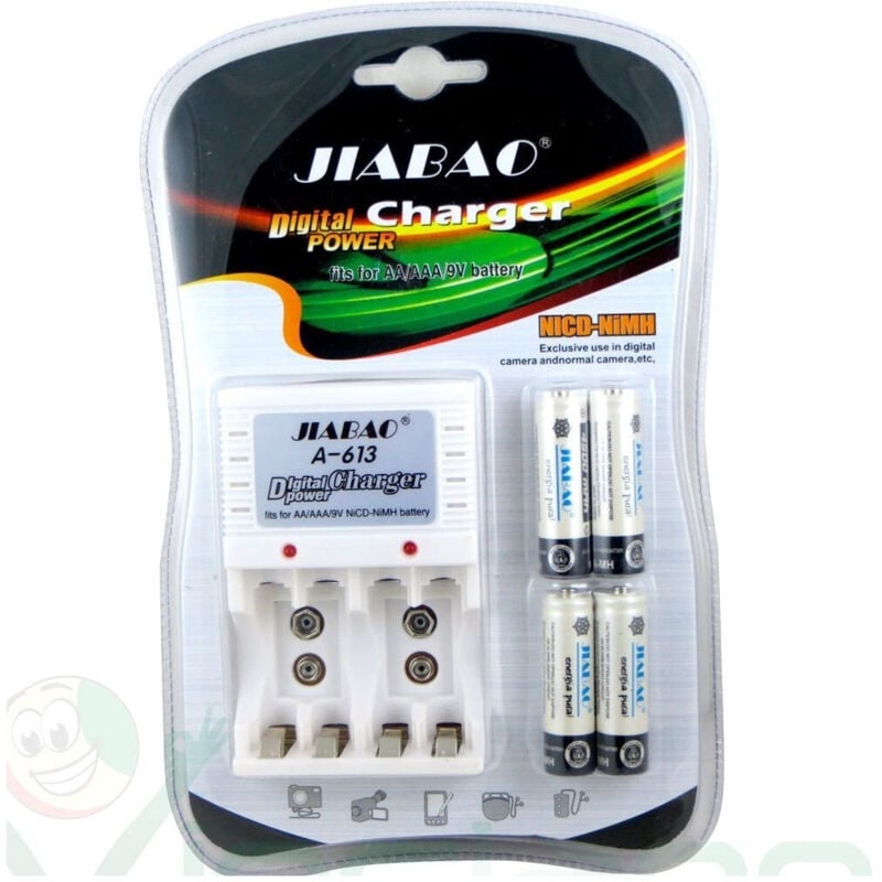foto del prodotto trade shop traesio caricabatterie per pile ricaricabili carica batteria aa aaa 9v a 613 