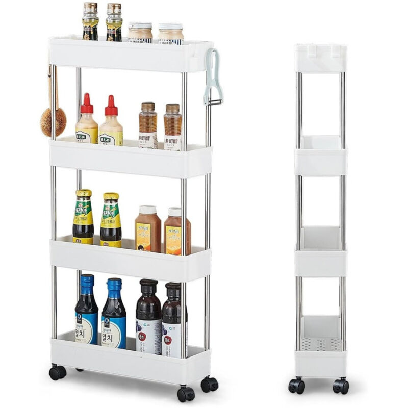 foto del prodotto trade shop traesio carrello portaoggetti 4 livelli salvaspazio a 4 ruote scaffale per cucina bagno 