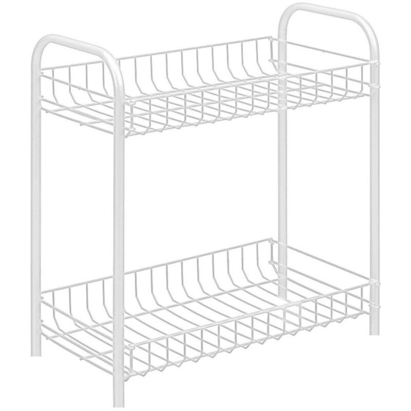 foto del prodotto trade shop traesio carrello portaoggetti porta oggetti 2 ripiani bianco per cucina bagno 36x20x30cm 