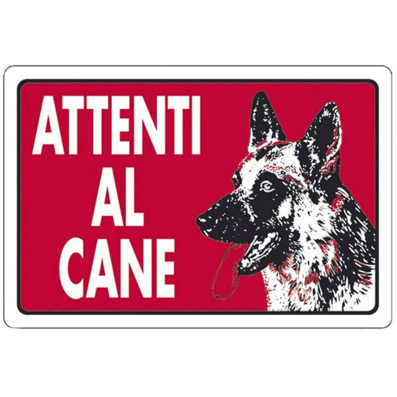 foto del prodotto trade shop traesio - cartello attenti al cane rosso segnaletica 10x20cm avvertimento land 82191 -