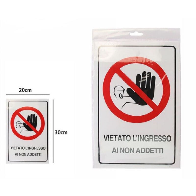 foto del prodotto trade shop traesio cartello segnaletico vietato l ingresso ai non addetti 30x20cm targa adesiva 71370 