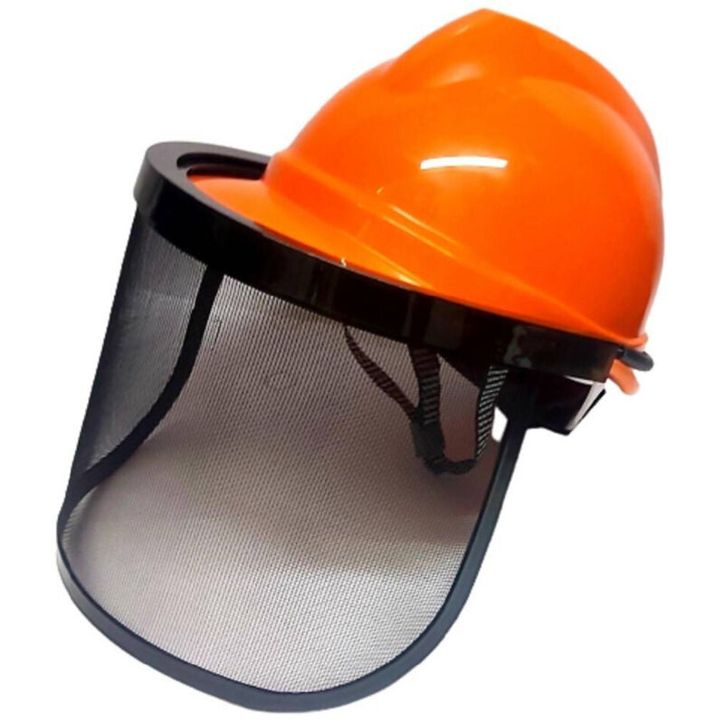 foto del prodotto trade shop traesio casco elmetto protettivo con visiera a rete per decespugliatore e tagliaerba 
