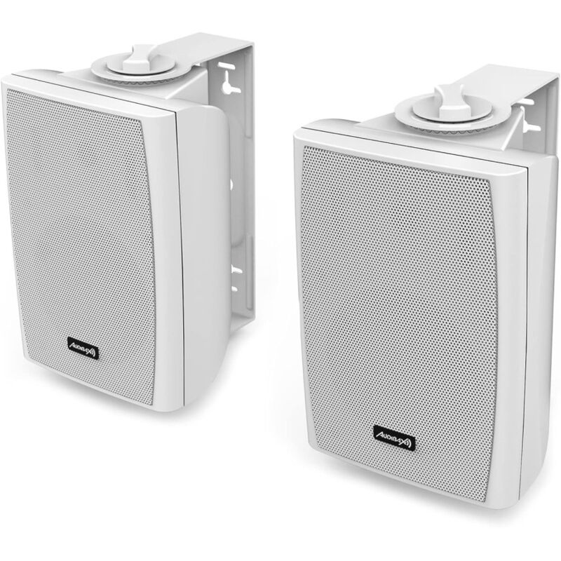 foto del prodotto trade shop traesio cassa acustica speaker con supporto staffa a parete potenza 30w colore bianco 