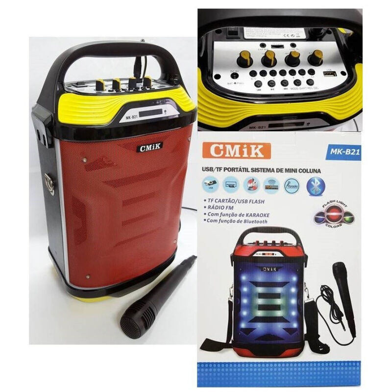 foto del prodotto trade shop traesio cassa hifi altoparlante portatile bluetooth con microfono e telecomando mp3 usb 