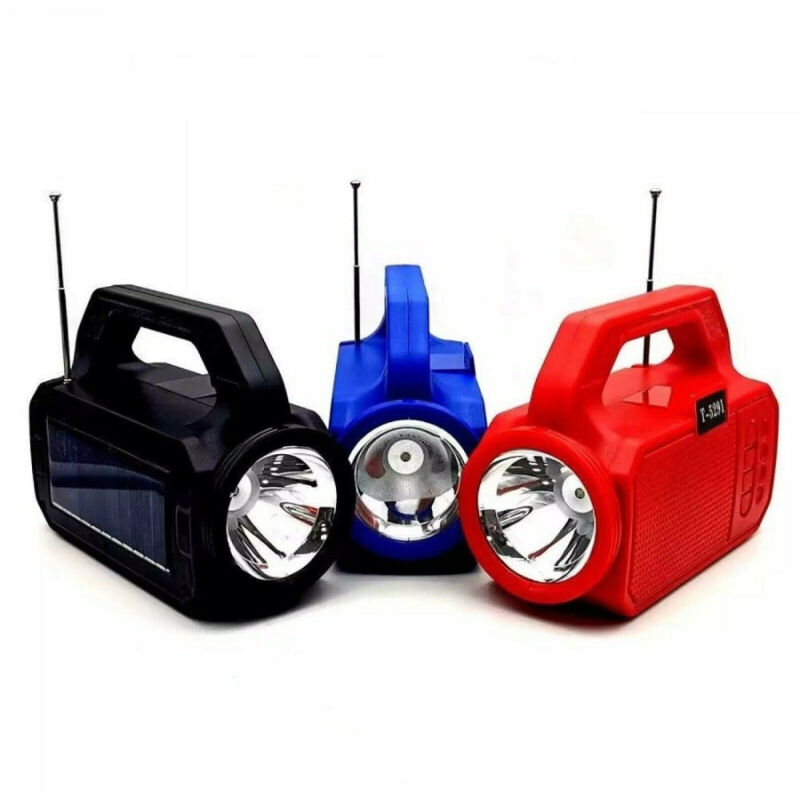 foto del prodotto trade shop traesio cassa portatile bluetooth radio usb microsd 5w pannello solare torcia led t 5291 