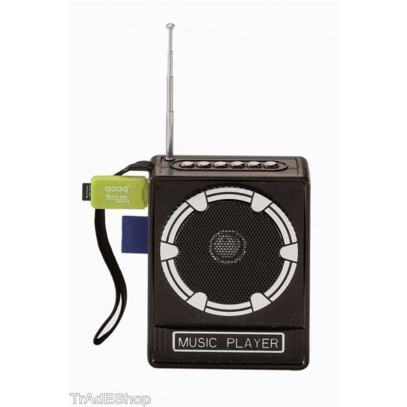 foto del prodotto trade shop traesio cassa speacker portatile con radio fm porta usb lettore scheda sd uscita aux mp3 