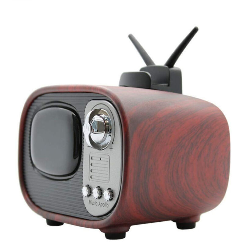 foto del prodotto trade shop traesio cassa speaker bluetooth b3 stile televisione retro vintage smartphone sd usb aux 