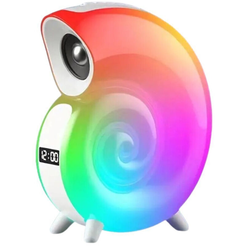 foto del prodotto trade shop traesio cassa speaker bluetooth bt lampada led rgb conchiglia con orologio display sveglia 