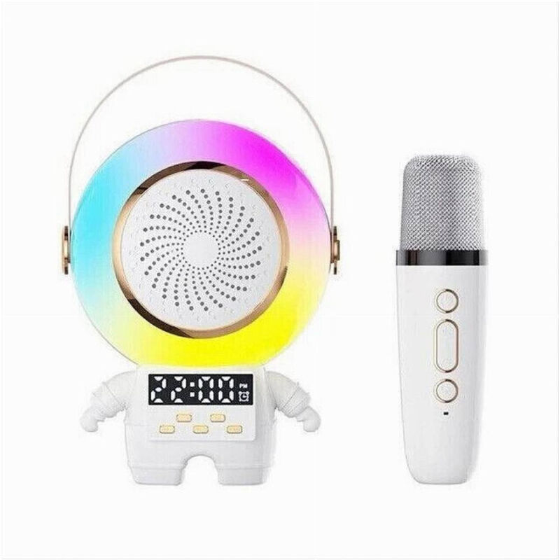 foto del prodotto trade shop traesio cassa speaker wireless bluetooth portatile con microfono karaoke sveglia rgb 